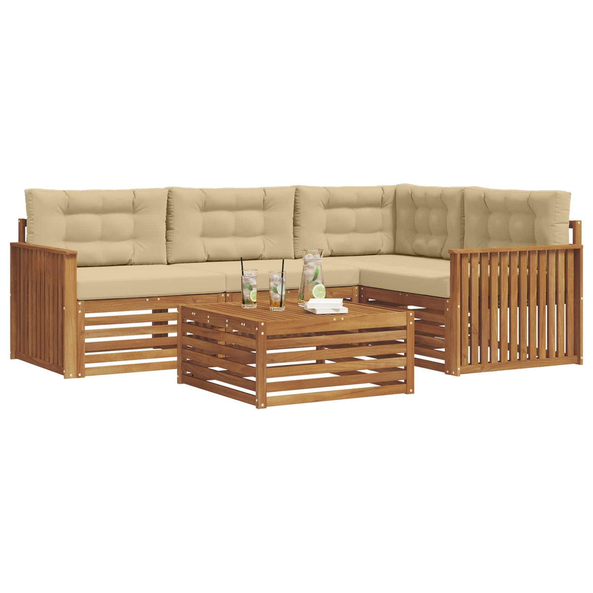 Set vanjskih sofa 5 kom. Prirodna i bež