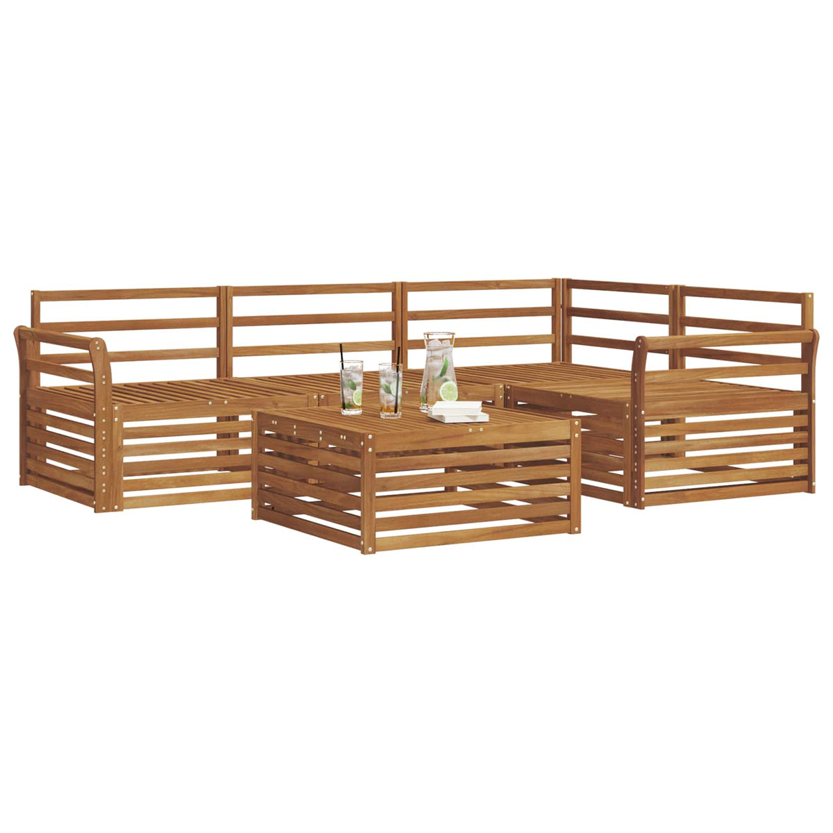 Set vanjskih sofa 5 kom. Prirodna Čvrsto drvo akacije