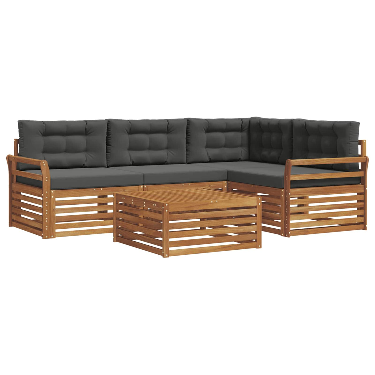 Set vanjskih sofa 5 kom. Prirodna i antracit