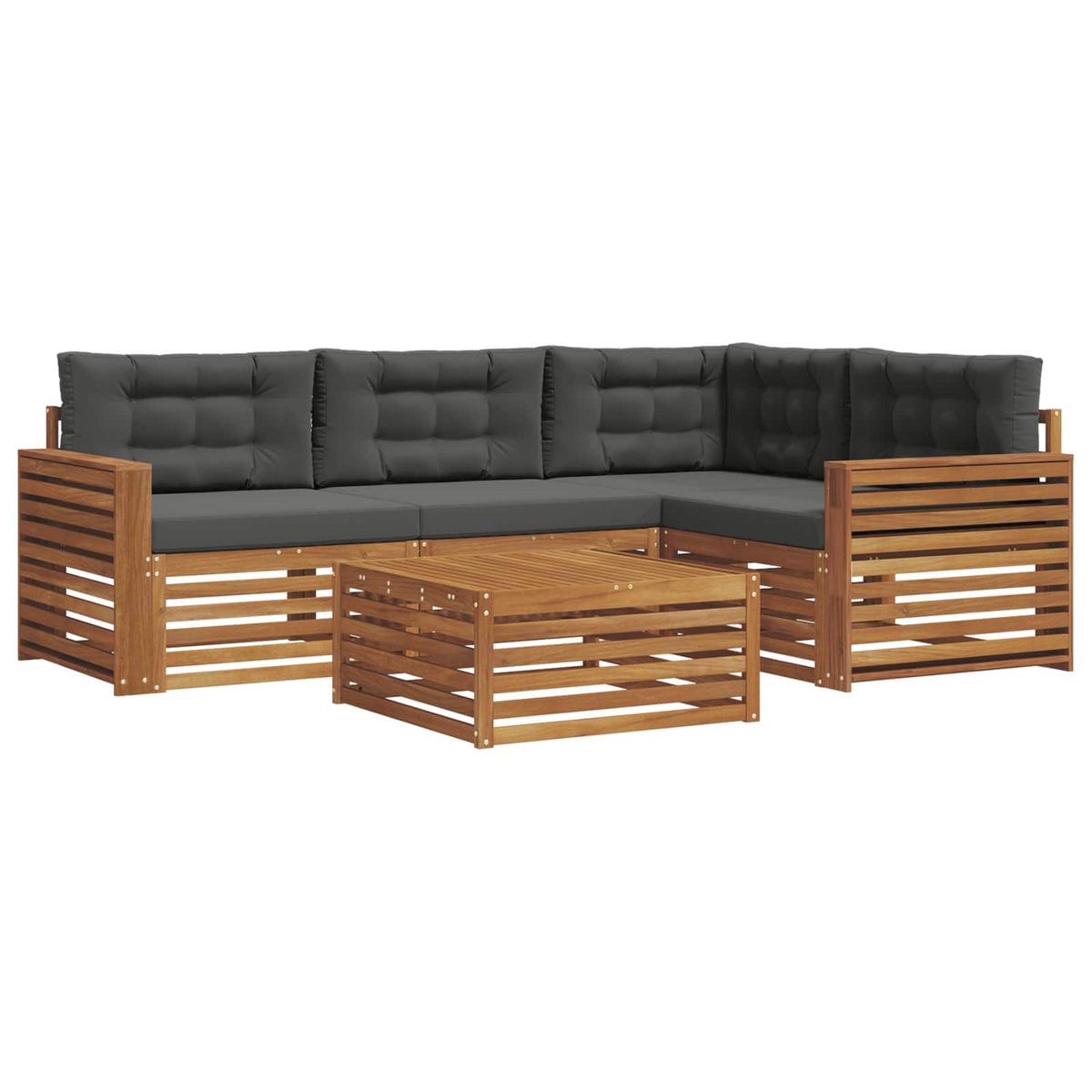 Set vanjskih sofa 5 kom. Prirodna i antracit