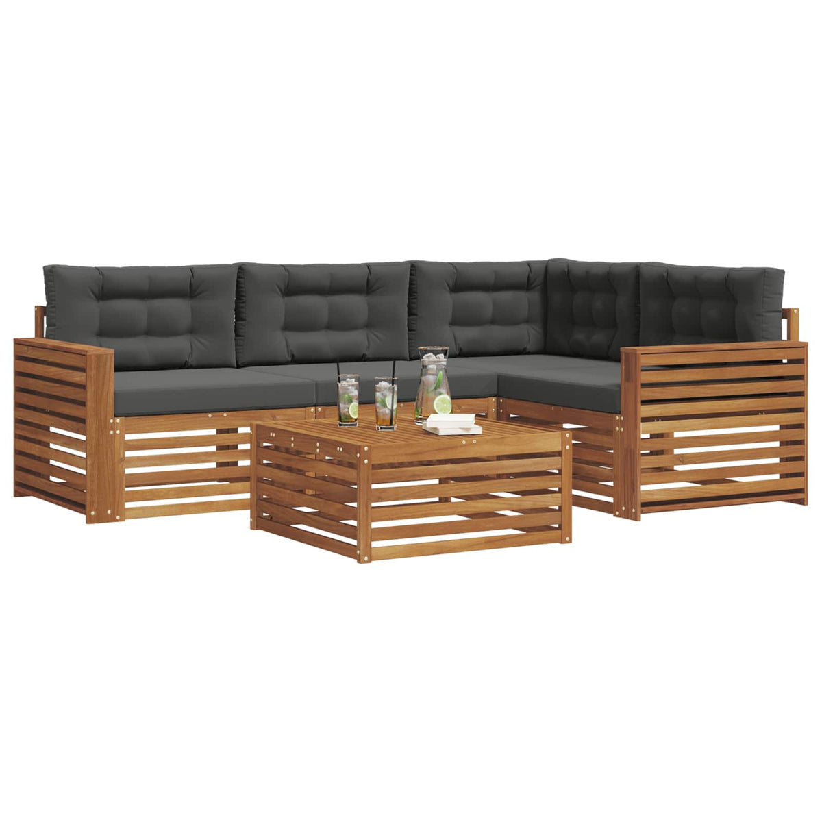 Set vanjskih sofa 5 kom. Prirodna i antracit
