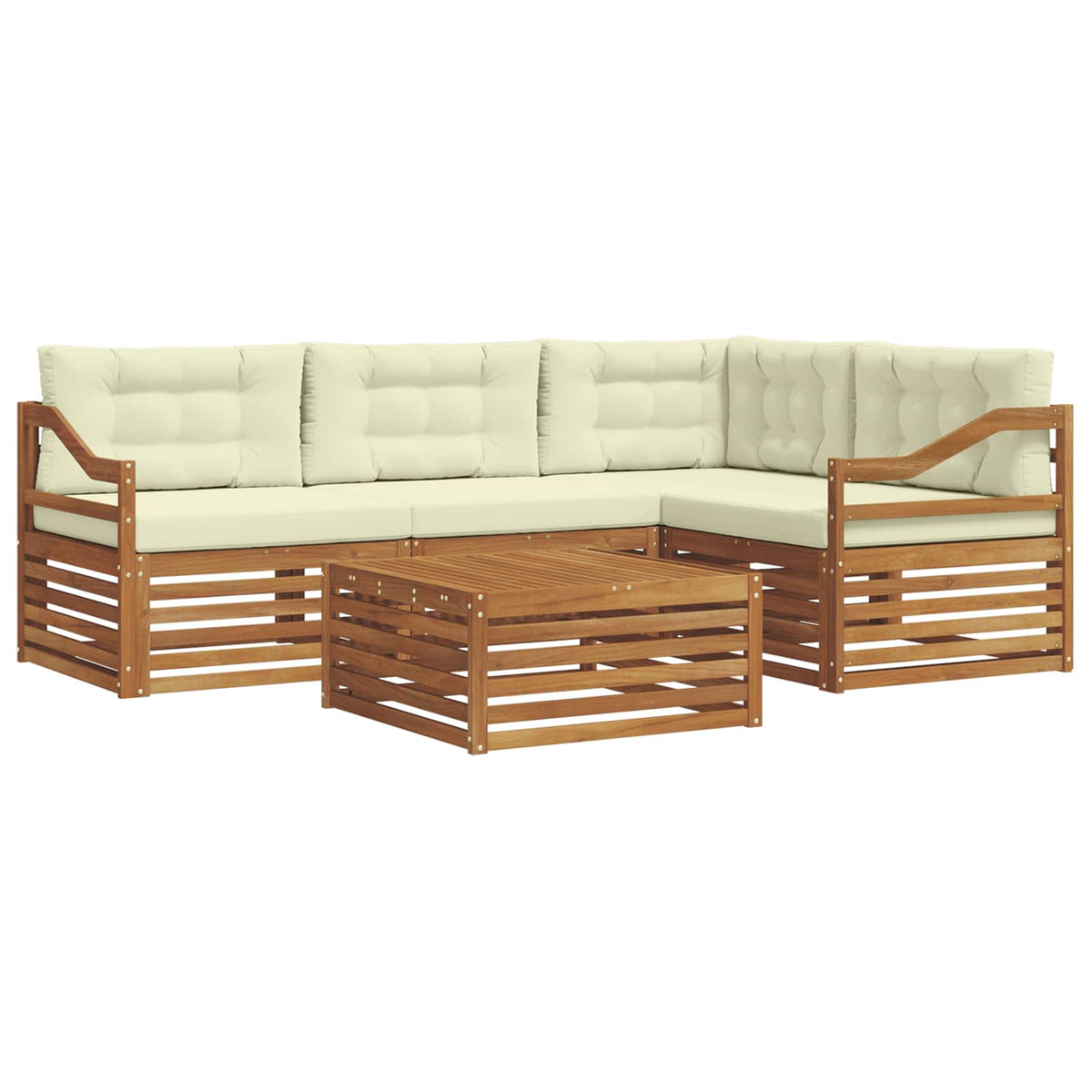 Set vanjskih sofa 5 kom. Prirodna i krem