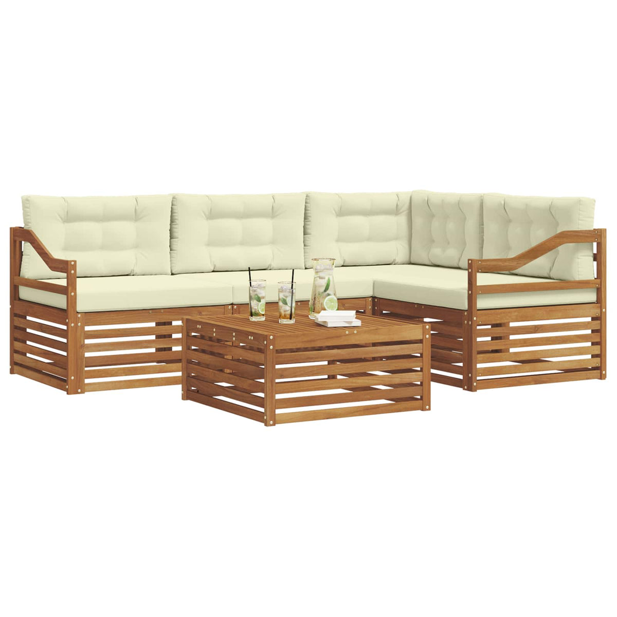 Set vanjskih sofa 5 kom. Prirodna i krem