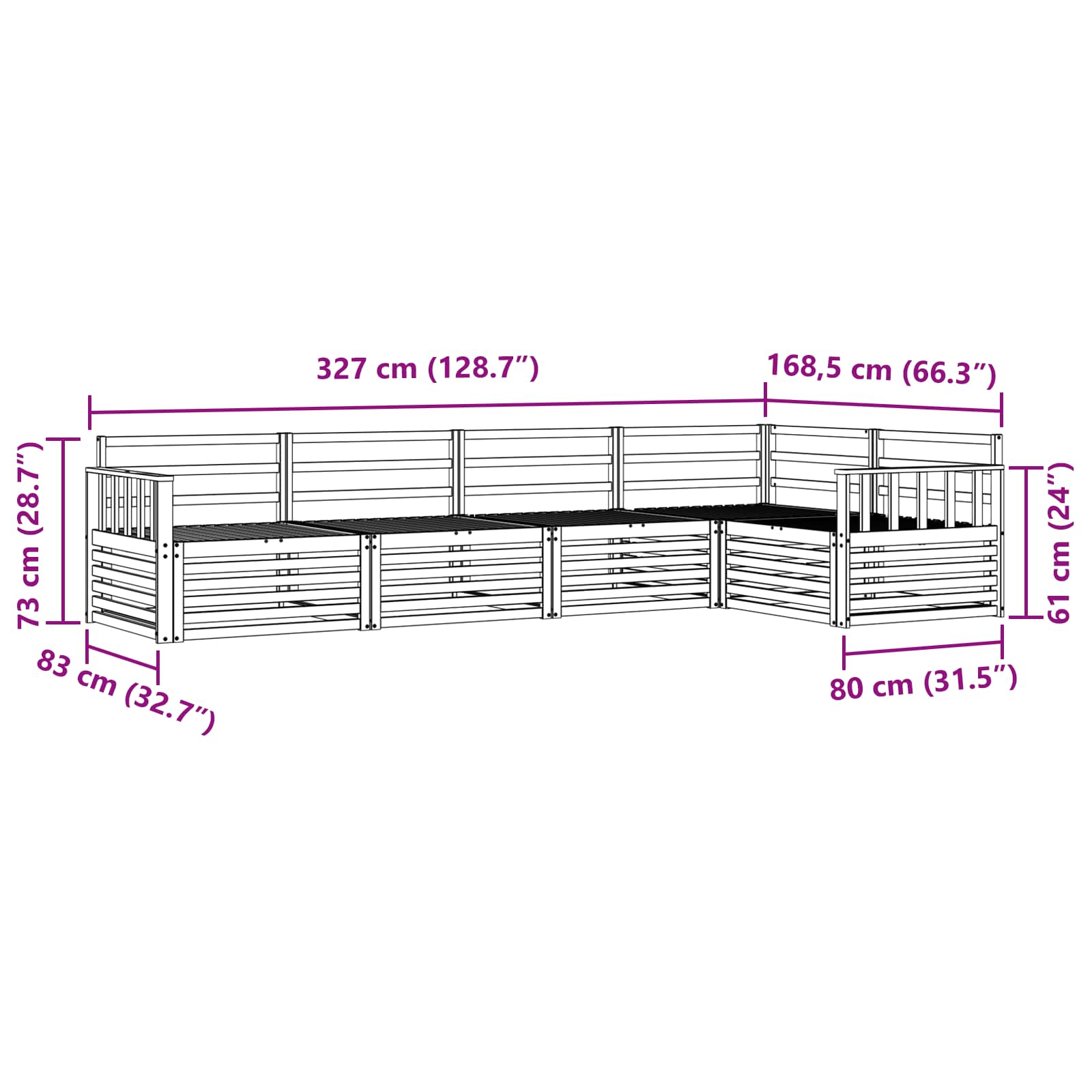 Set vanjskih sofa 5 pcs Prirodna