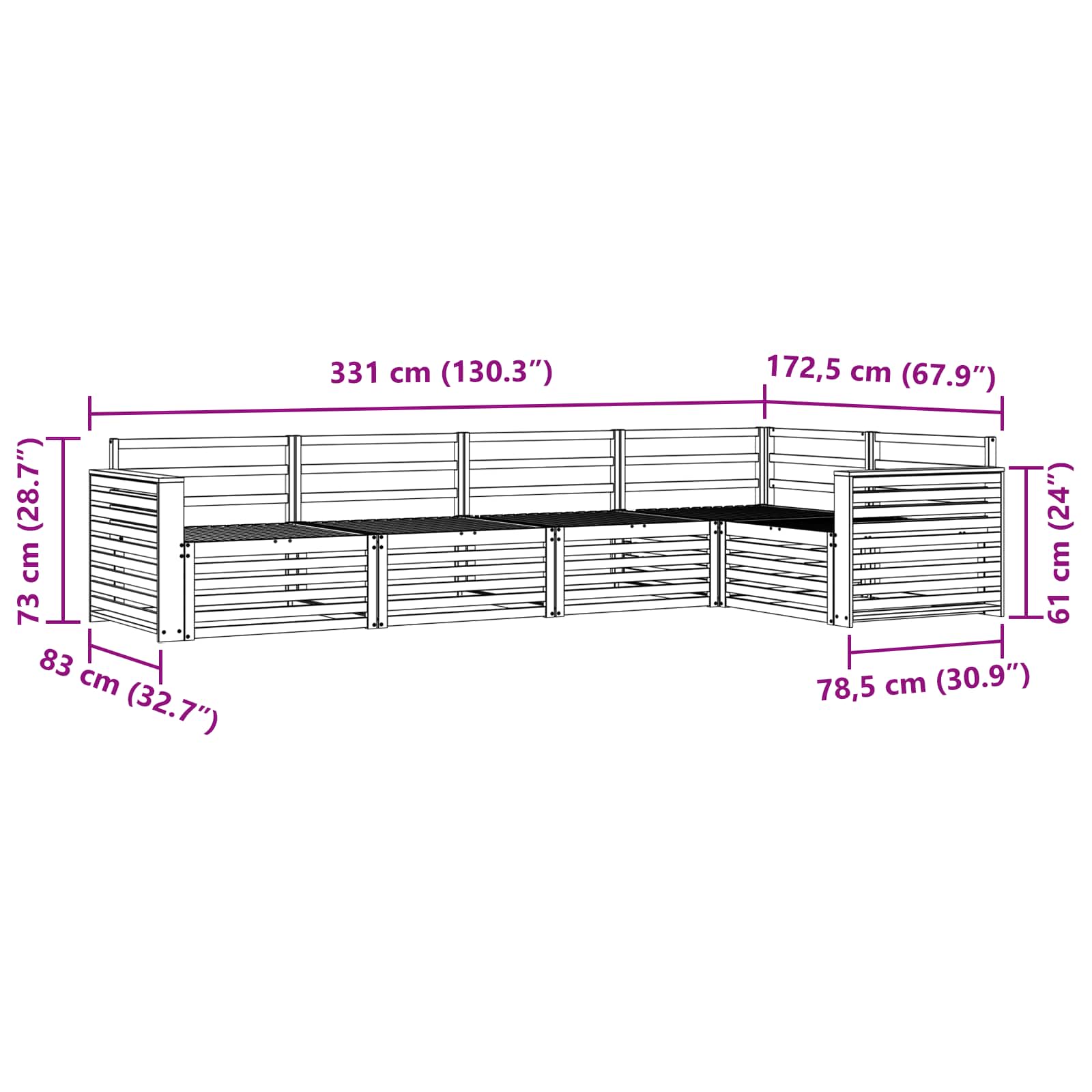 Set vanjskih sofa 5 pcs Prirodna