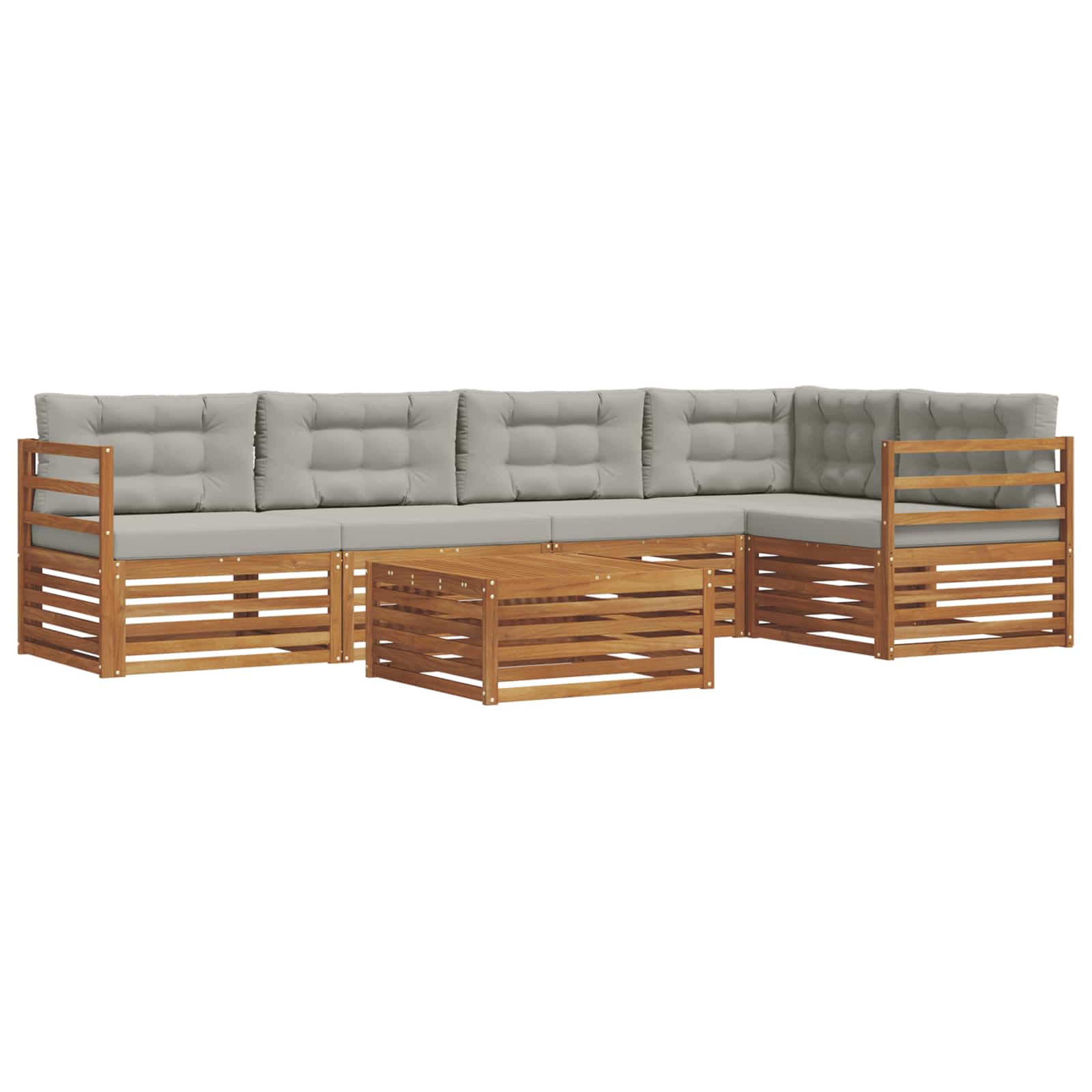 Set vanjskih sofa 6 kom. Prirodna i svijetlo siva