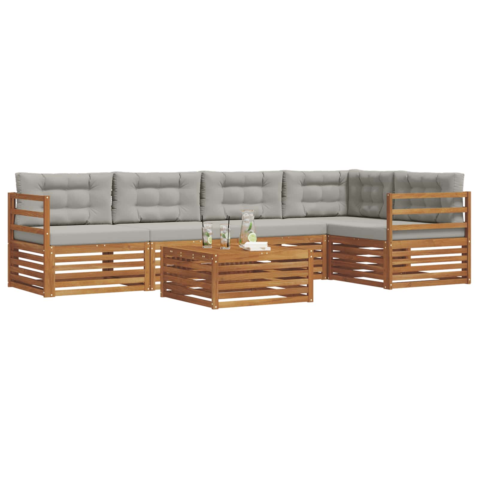 Set vanjskih sofa 6 kom. Prirodna i svijetlo siva