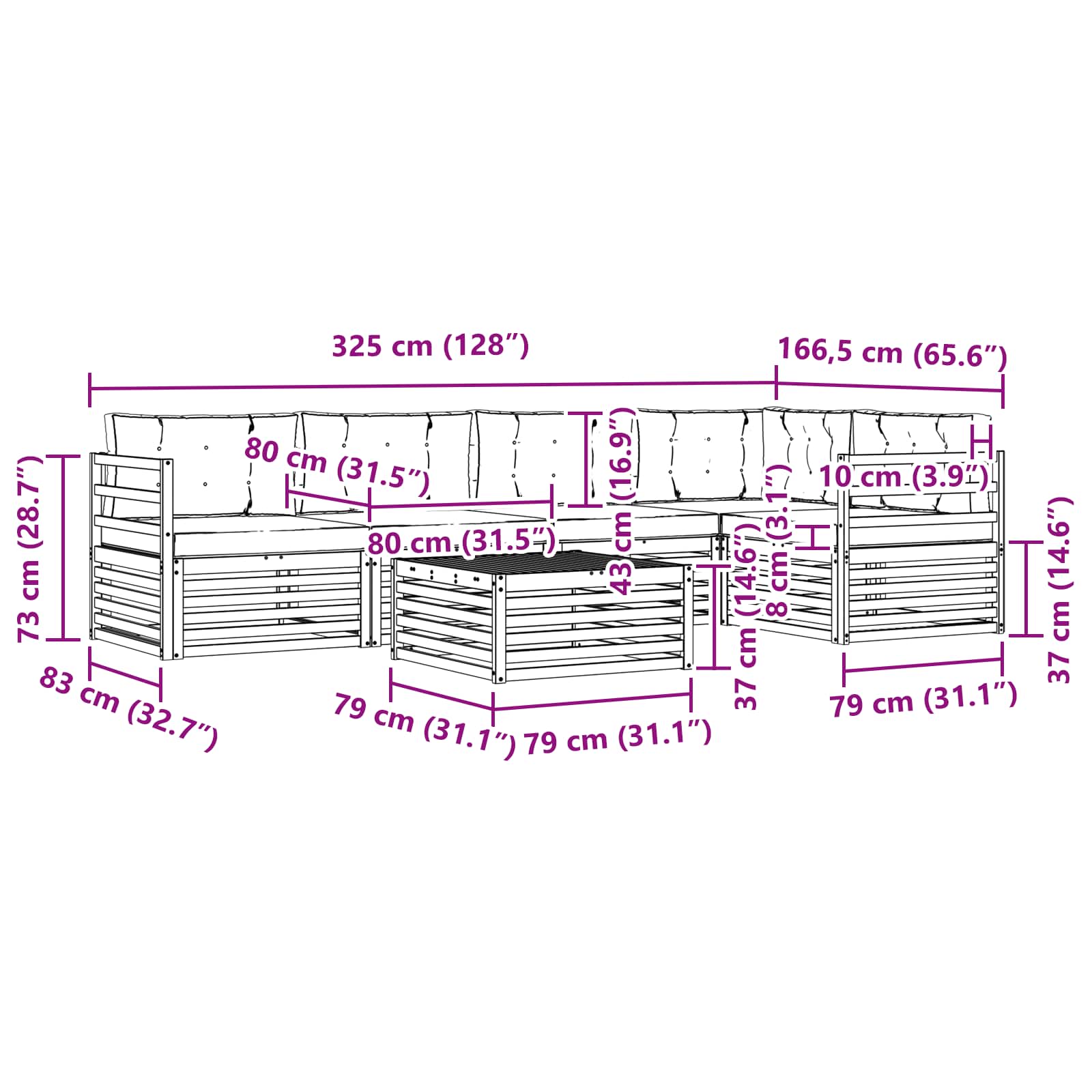 Set vanjskih sofa 6 kom. Prirodna i svijetlo siva
