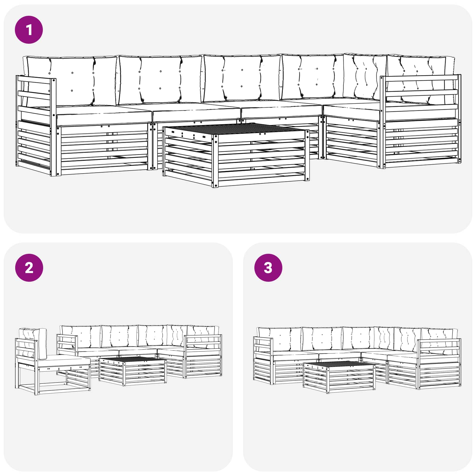 Set vanjskih sofa 6 kom. Prirodna i svijetlo siva
