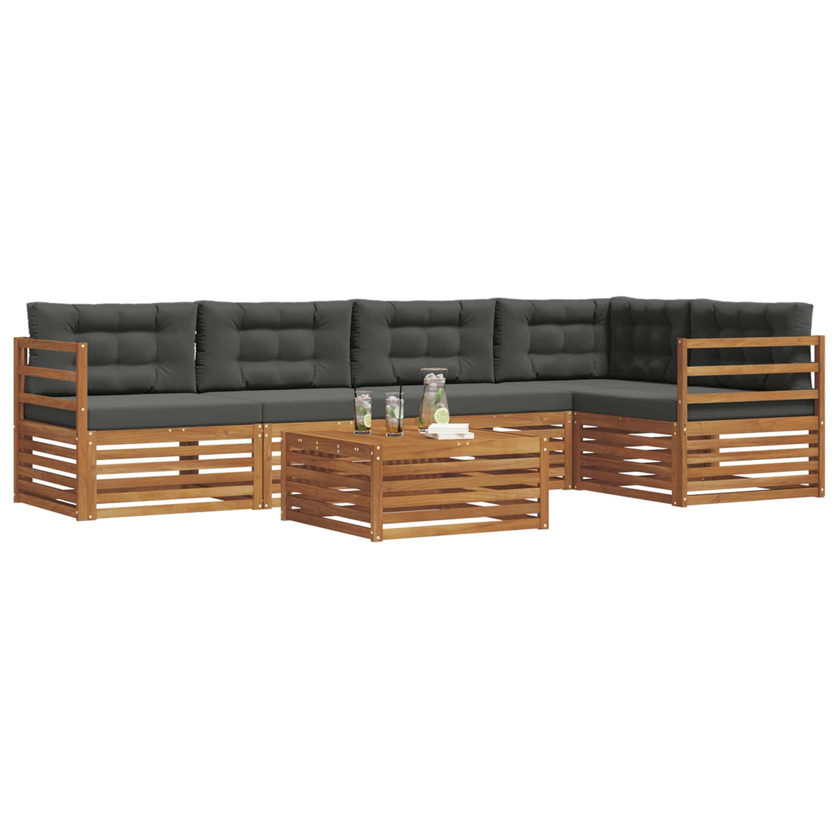 Set vanjskih sofa 6 kom. Prirodna i antracit