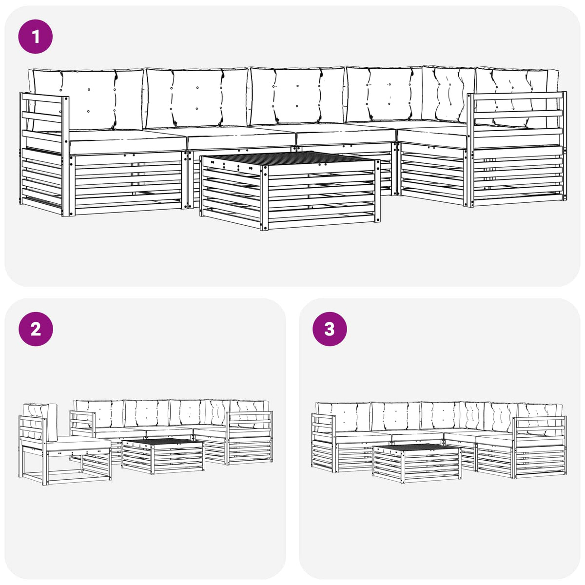 Set vanjskih sofa 6 kom. Prirodna i antracit