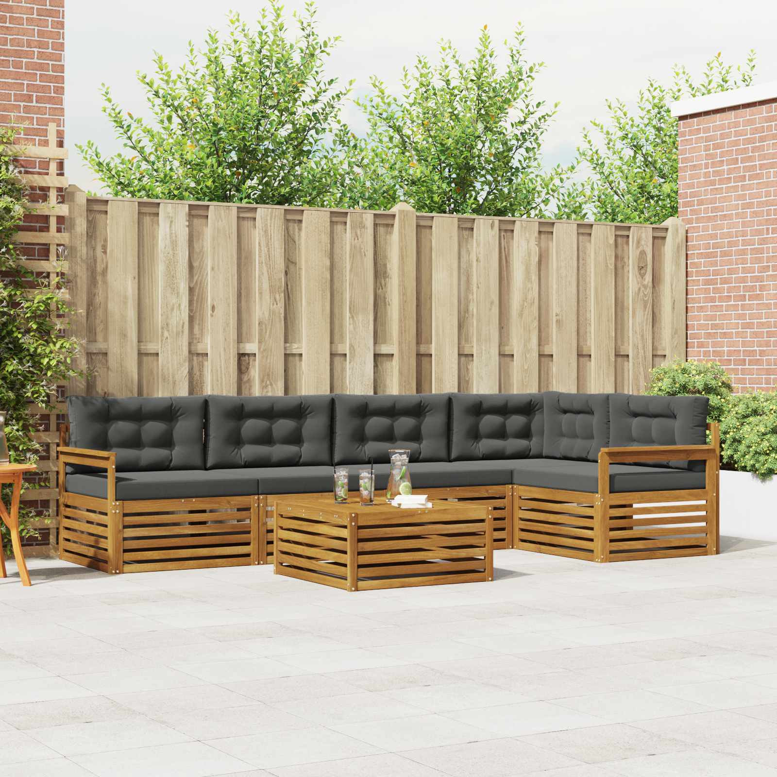 Set vanjskih sofa 6 kom. Prirodna i antracit