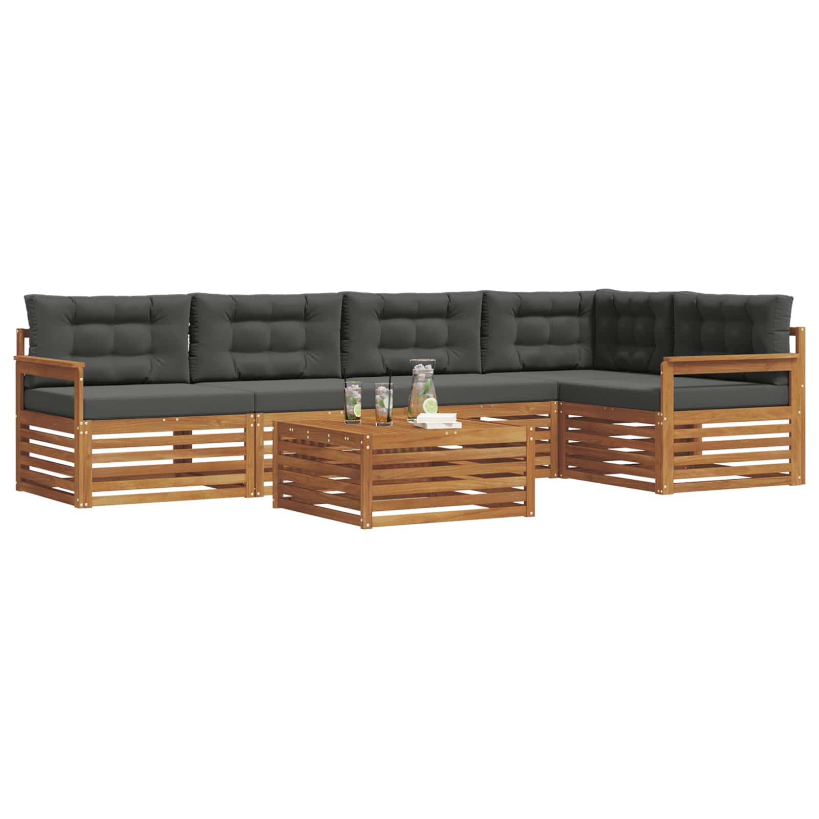 Set vanjskih sofa 6 kom. Prirodna i antracit
