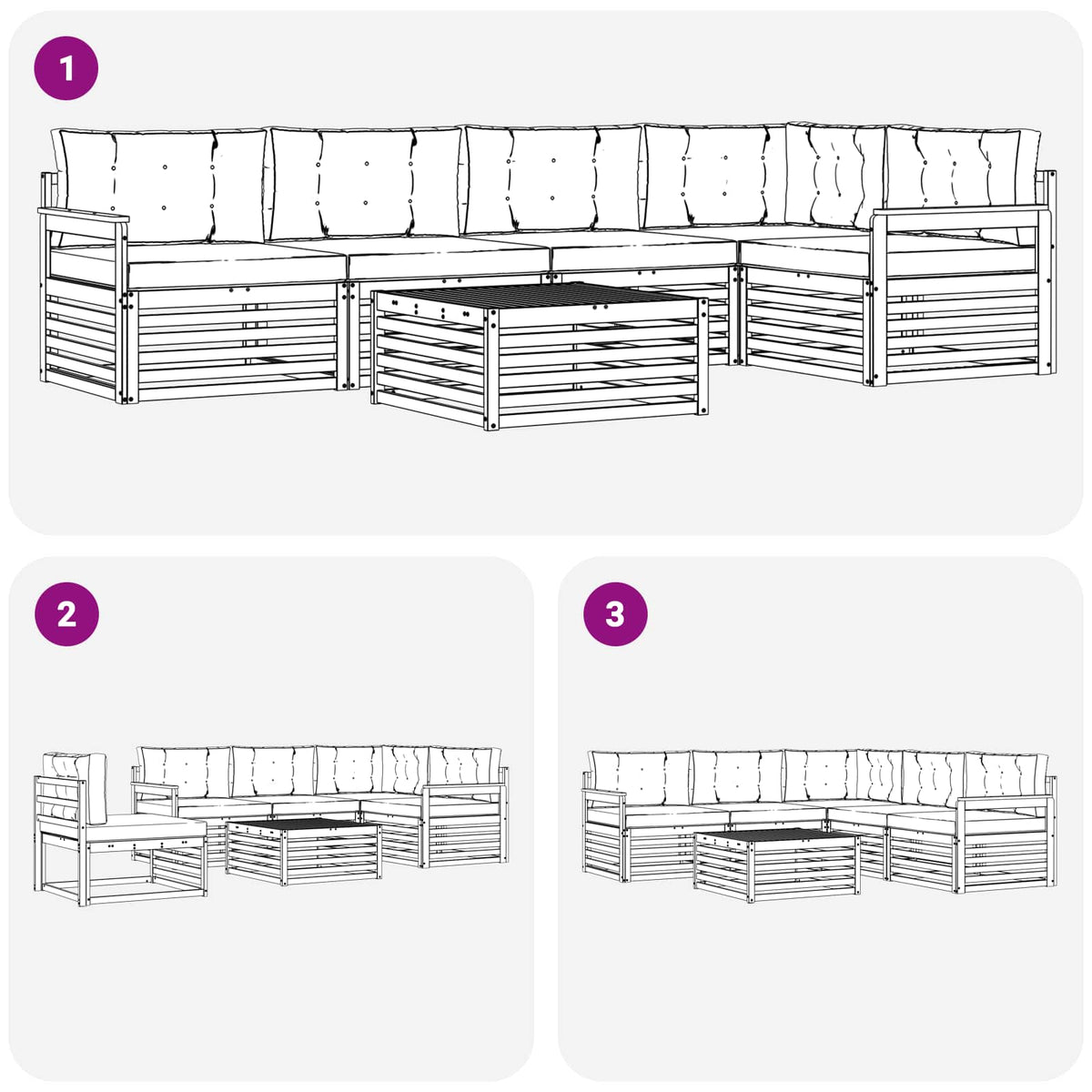 Set vanjskih sofa 6 kom. Prirodna i antracit