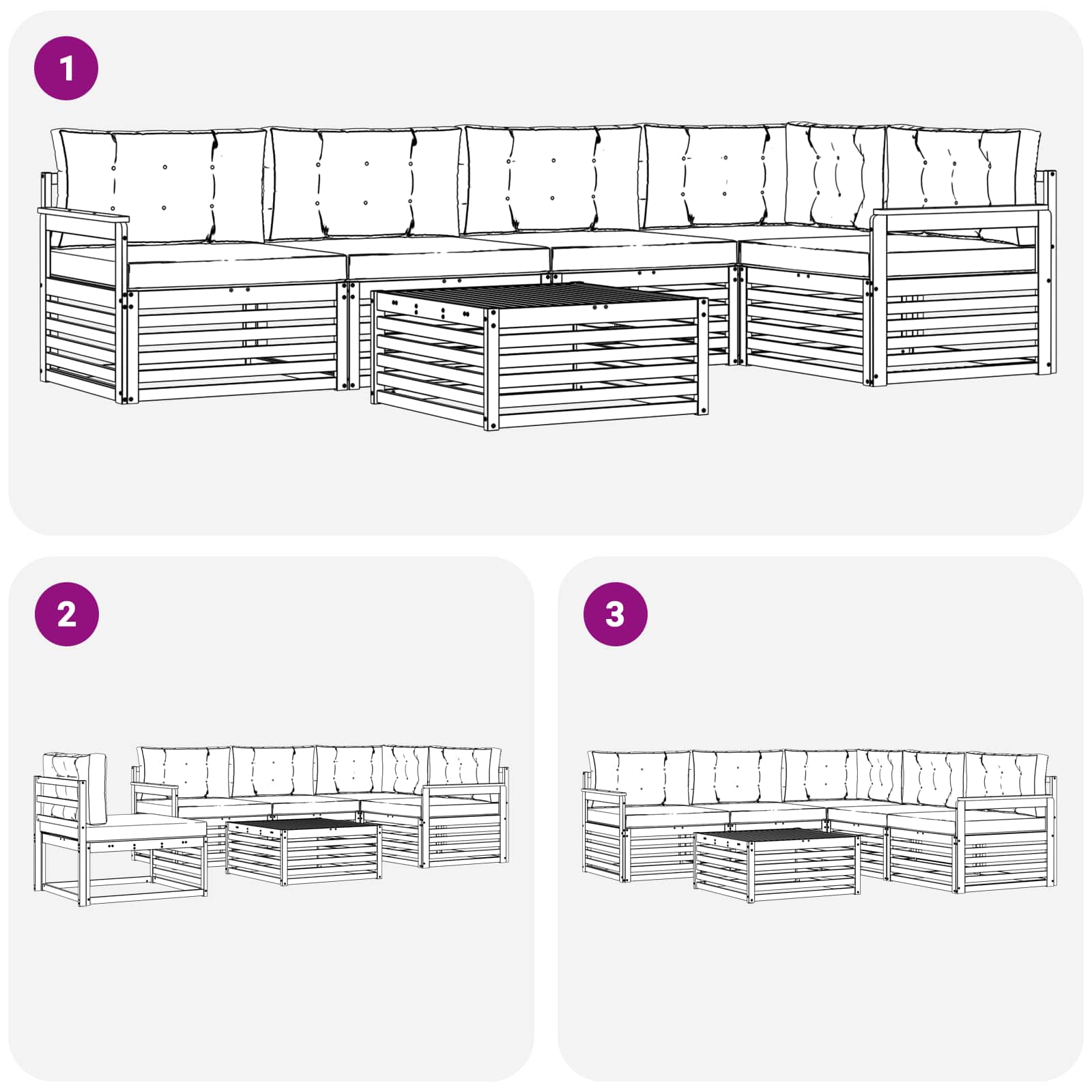Set vanjskih sofa 6 kom. Prirodna i antracit