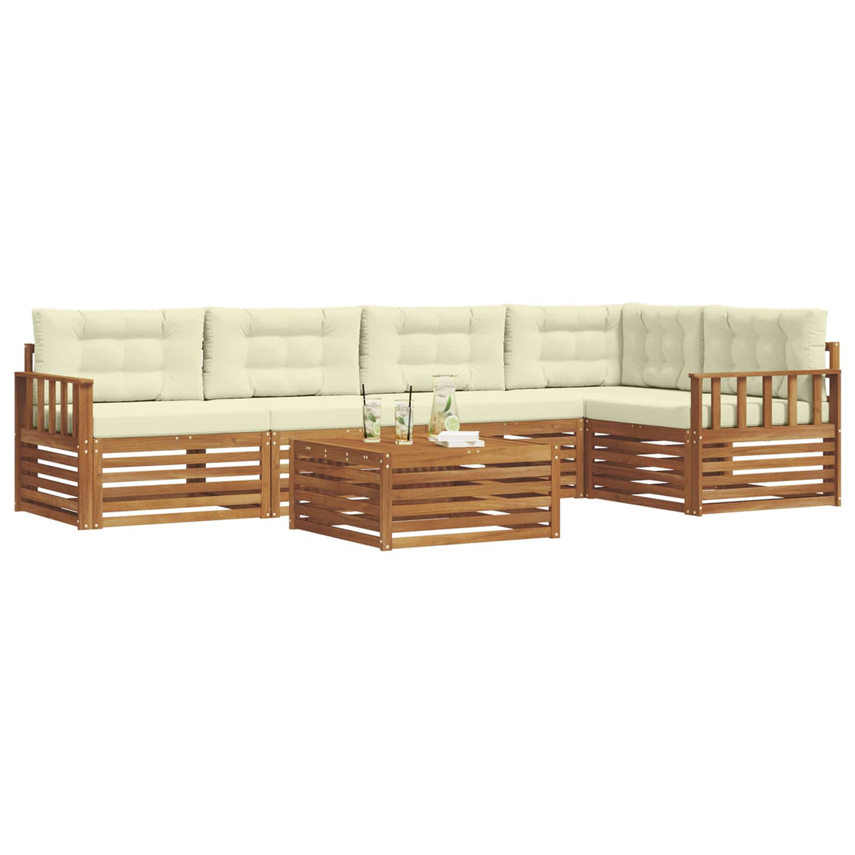 Set vanjskih sofa 6 kom. Prirodna i krem