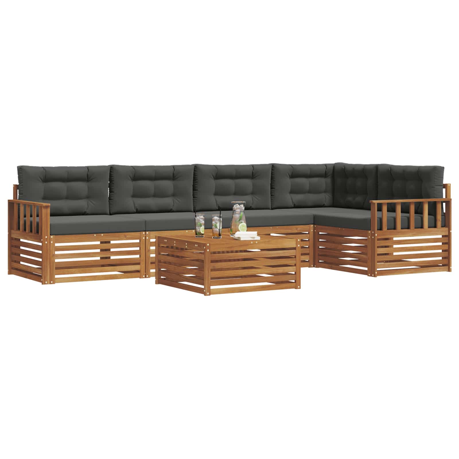 Set vanjskih sofa 6 kom. Prirodna i antracit