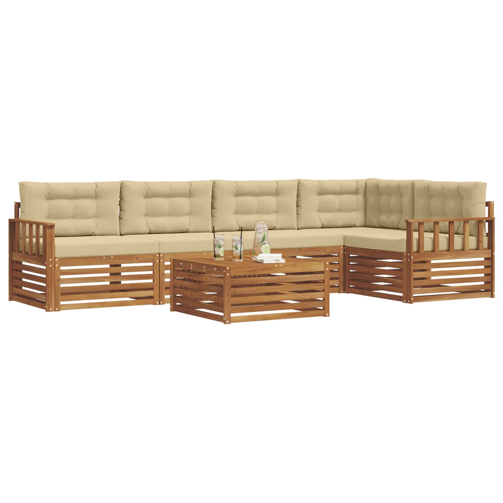Set vanjskih sofa 6 kom. Prirodna i bež