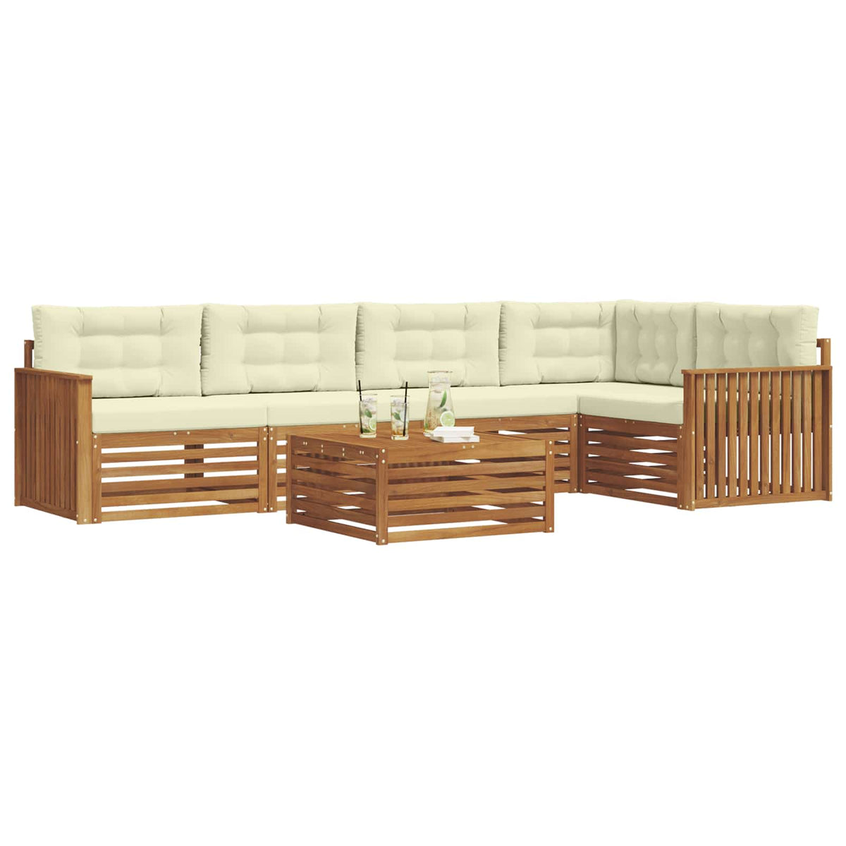 Set vanjskih sofa 6 kom. Prirodna i krem