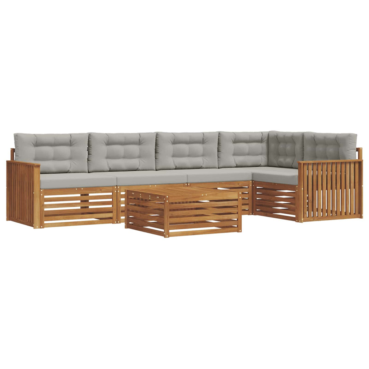 Set vanjskih sofa 6 kom. Prirodna i svijetlo siva