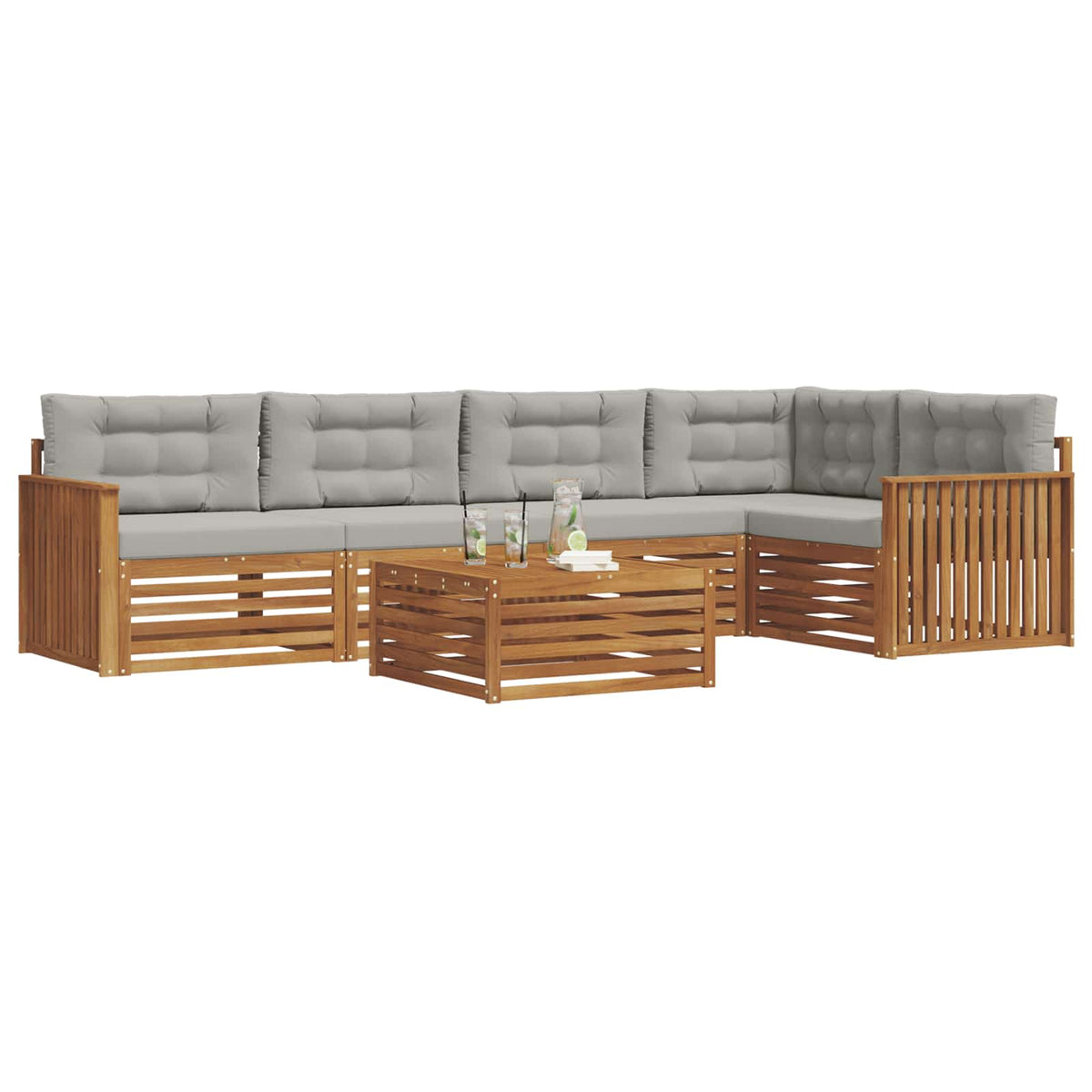 Set vanjskih sofa 6 kom. Prirodna i svijetlo siva