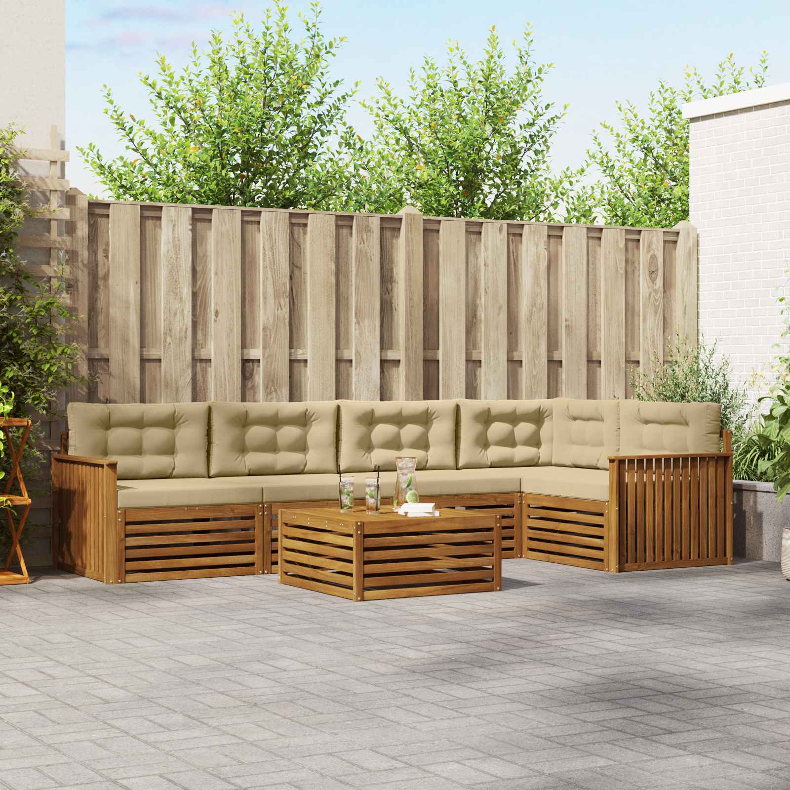 Set vanjskih sofa 6 kom. Prirodna i bež
