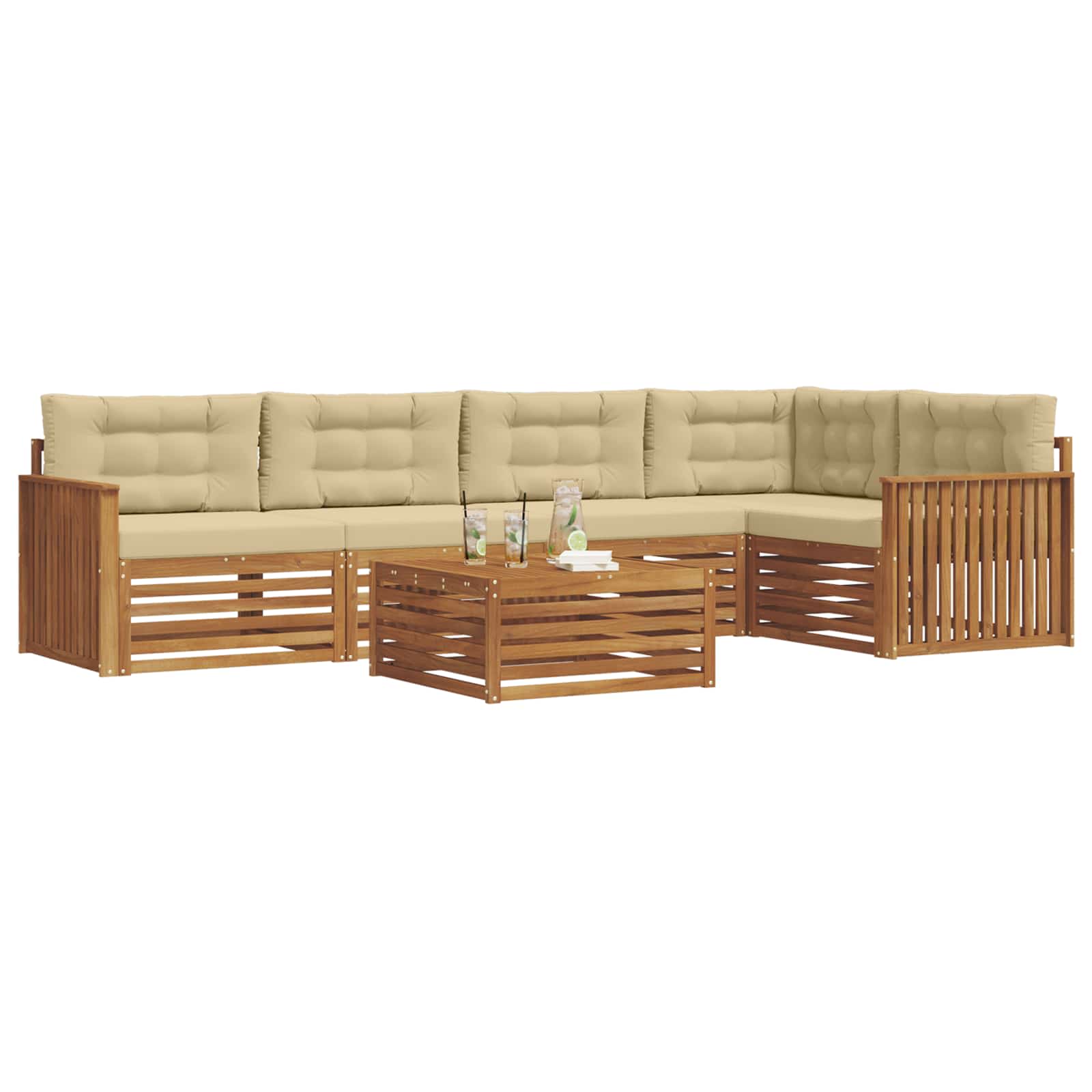Set vanjskih sofa 6 kom. Prirodna i bež