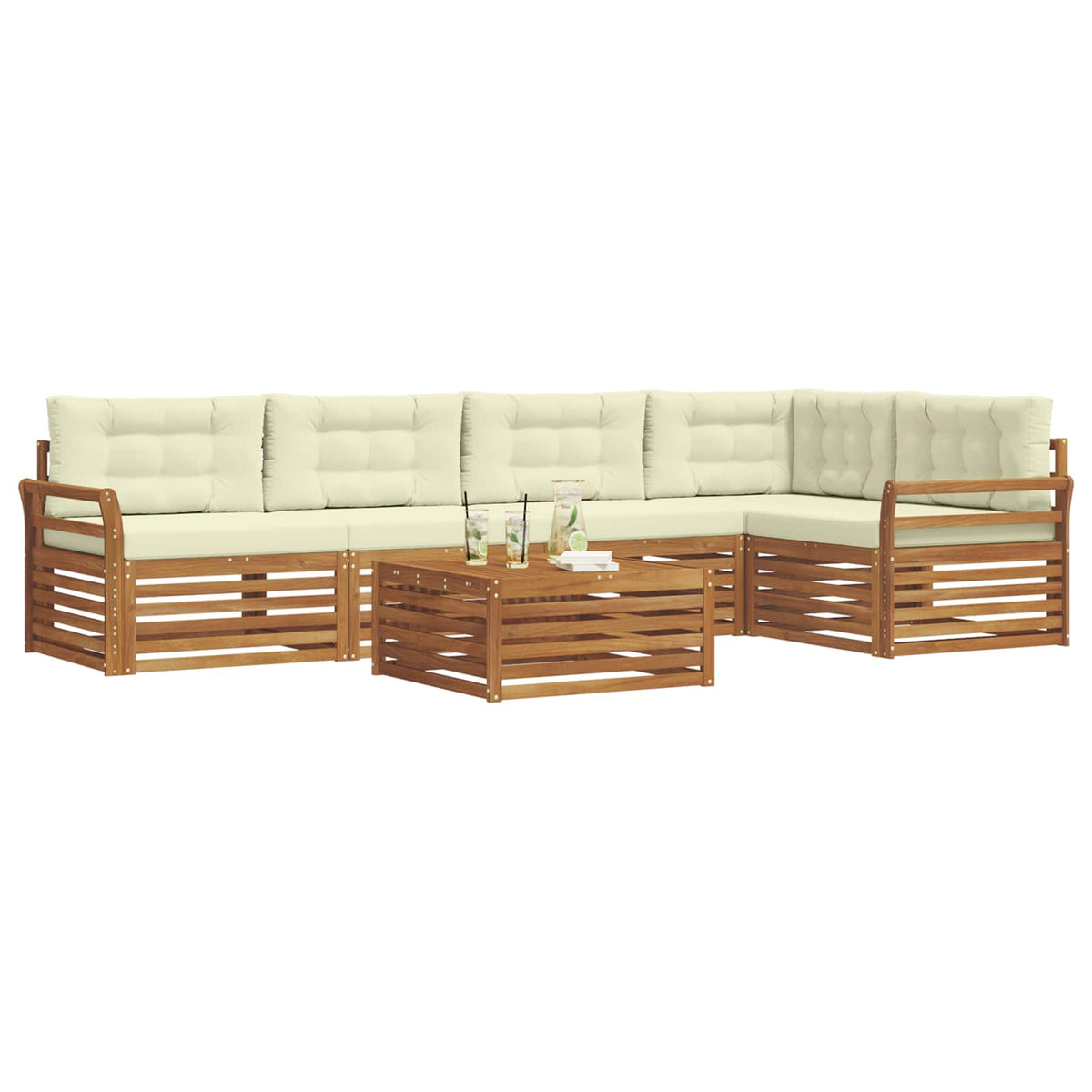 Set vanjskih sofa 6 kom. Prirodna i krem