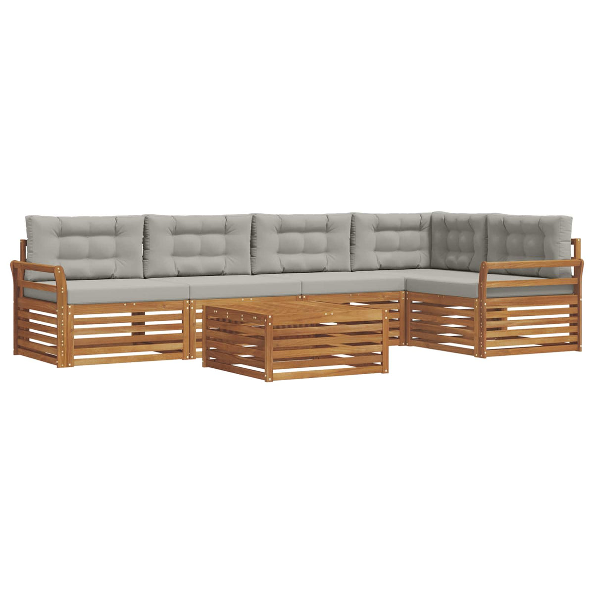 Set vanjskih sofa 6 kom. Prirodna i svijetlo siva