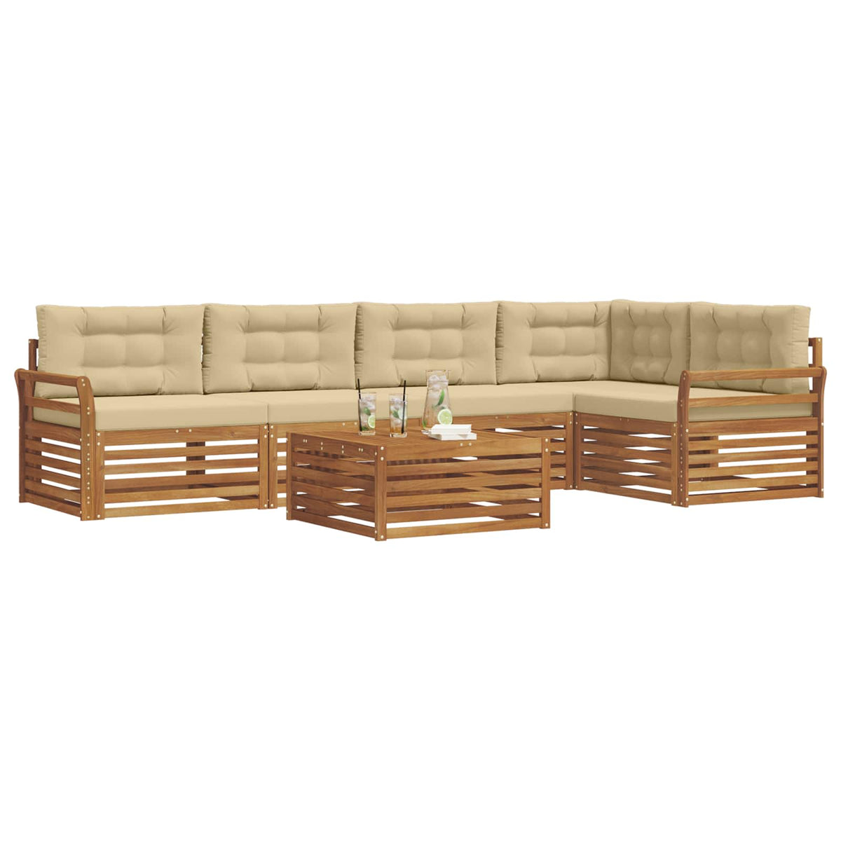 Set vanjskih sofa 6 kom. Prirodna i bež