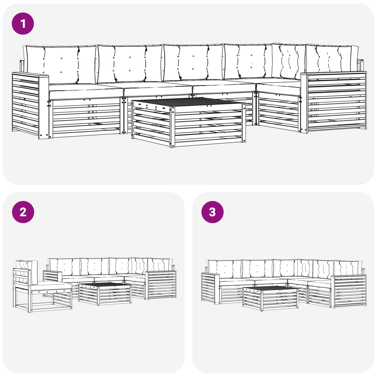 Set vanjskih sofa 6 kom. Prirodna i krem