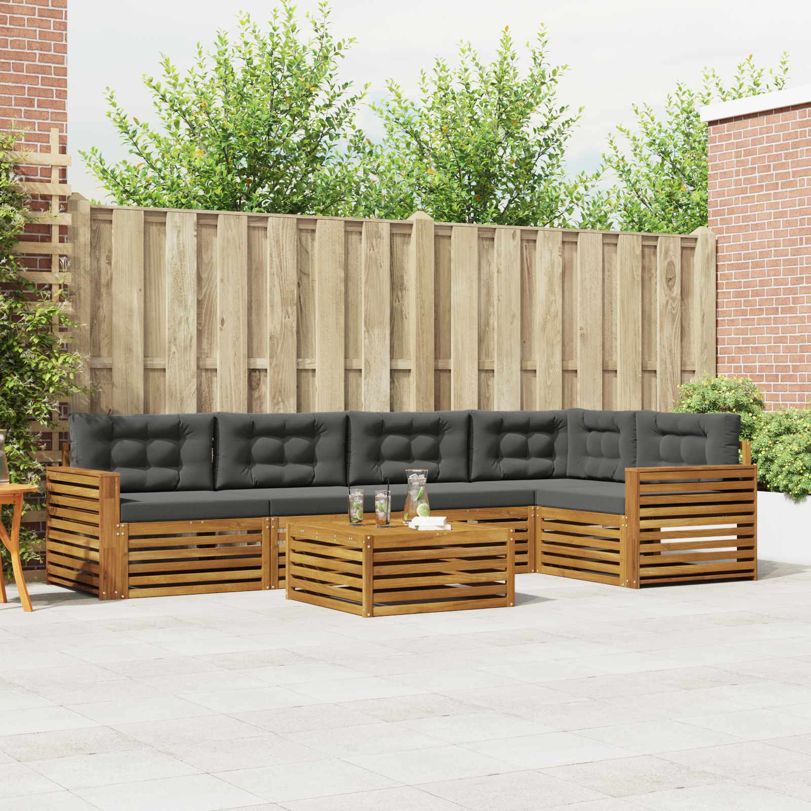 Set vanjskih sofa 6 kom. Prirodna i antracit