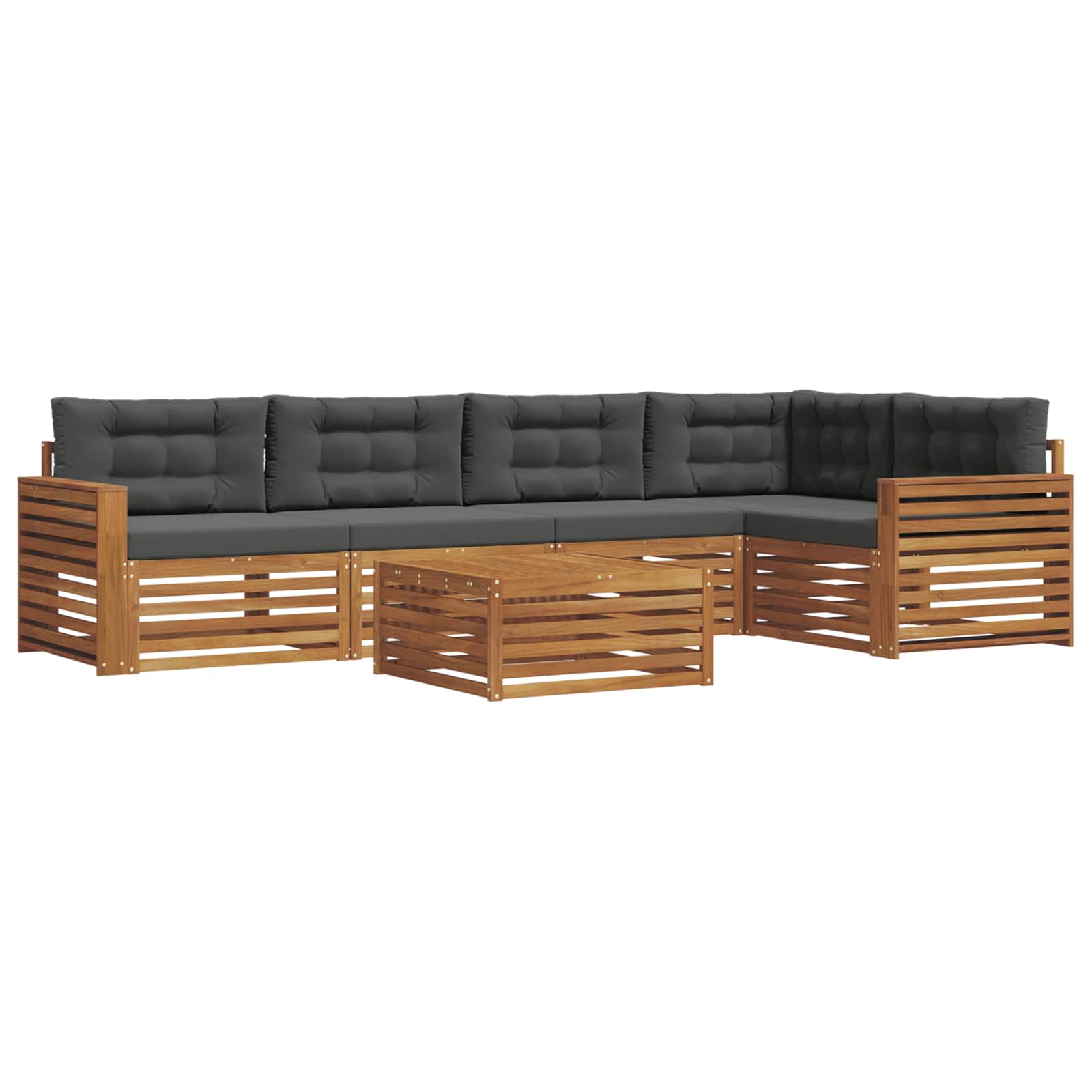 Set vanjskih sofa 6 kom. Prirodna i antracit