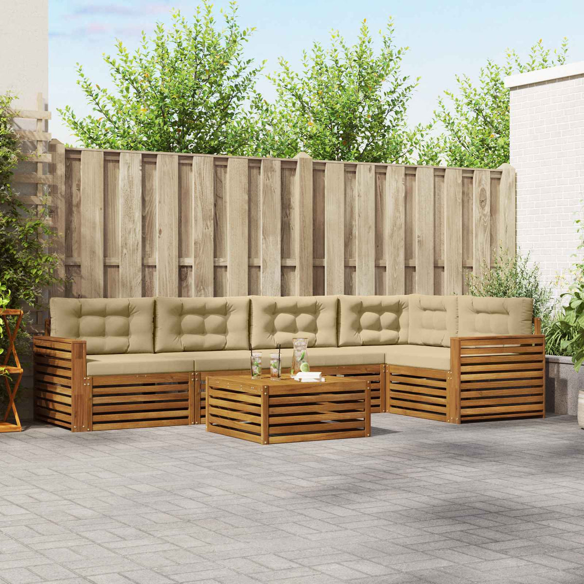 Set vanjskih sofa 6 kom. Prirodna i bež
