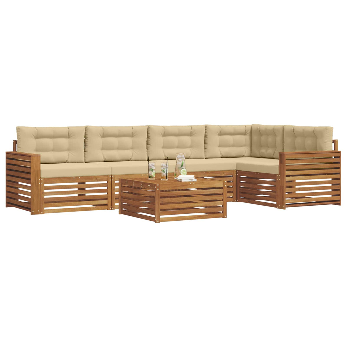 Set vanjskih sofa 6 kom. Prirodna i bež