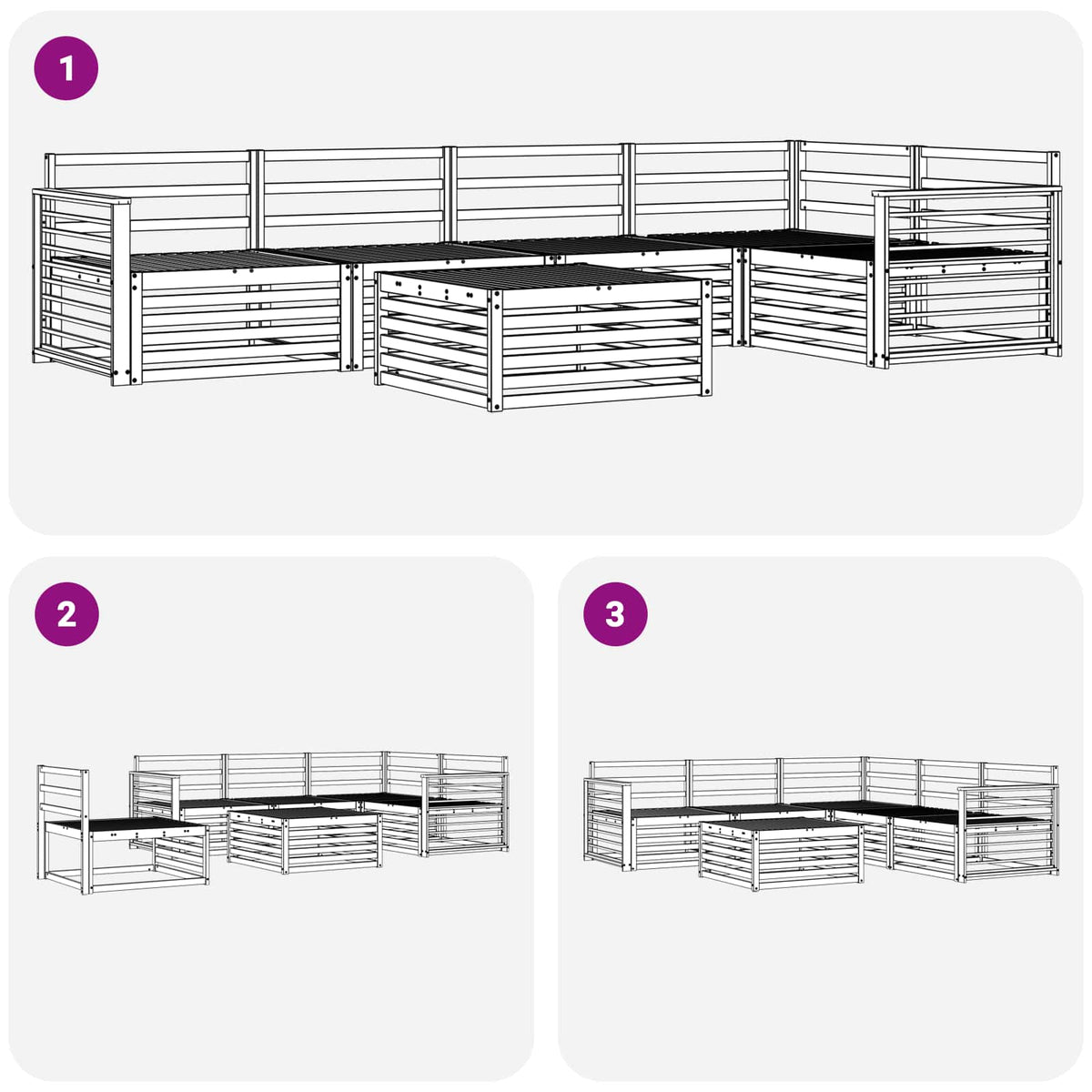 Set vanjskih sofa 6 kom. Prirodna