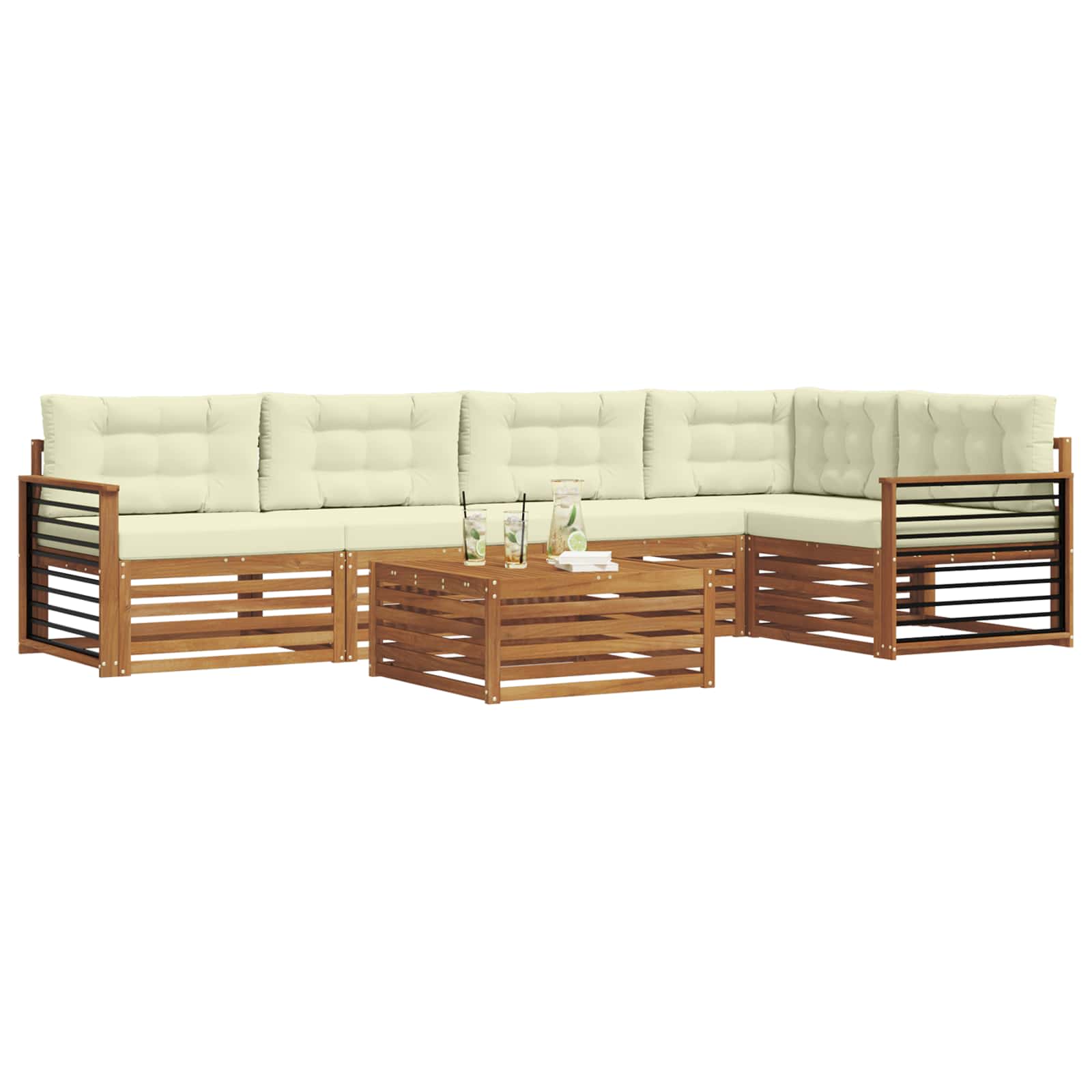 Set vanjskih sofa 6 kom. Prirodna i krem