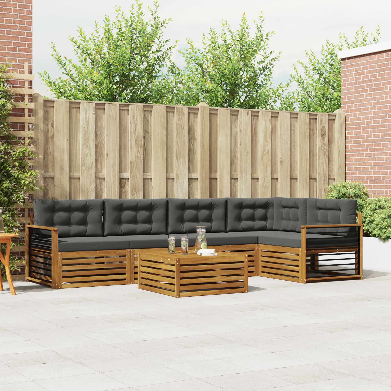 Set vanjskih sofa 6 kom. Prirodna i antracit