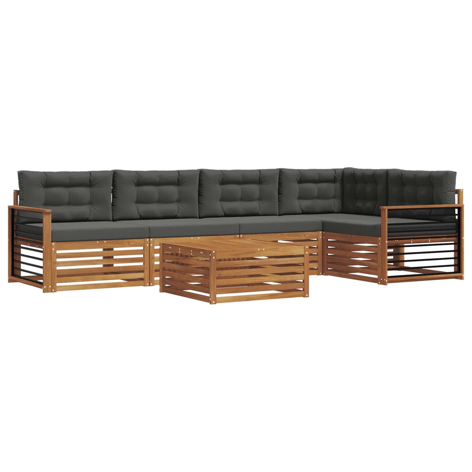 Set vanjskih sofa 6 kom. Prirodna i antracit