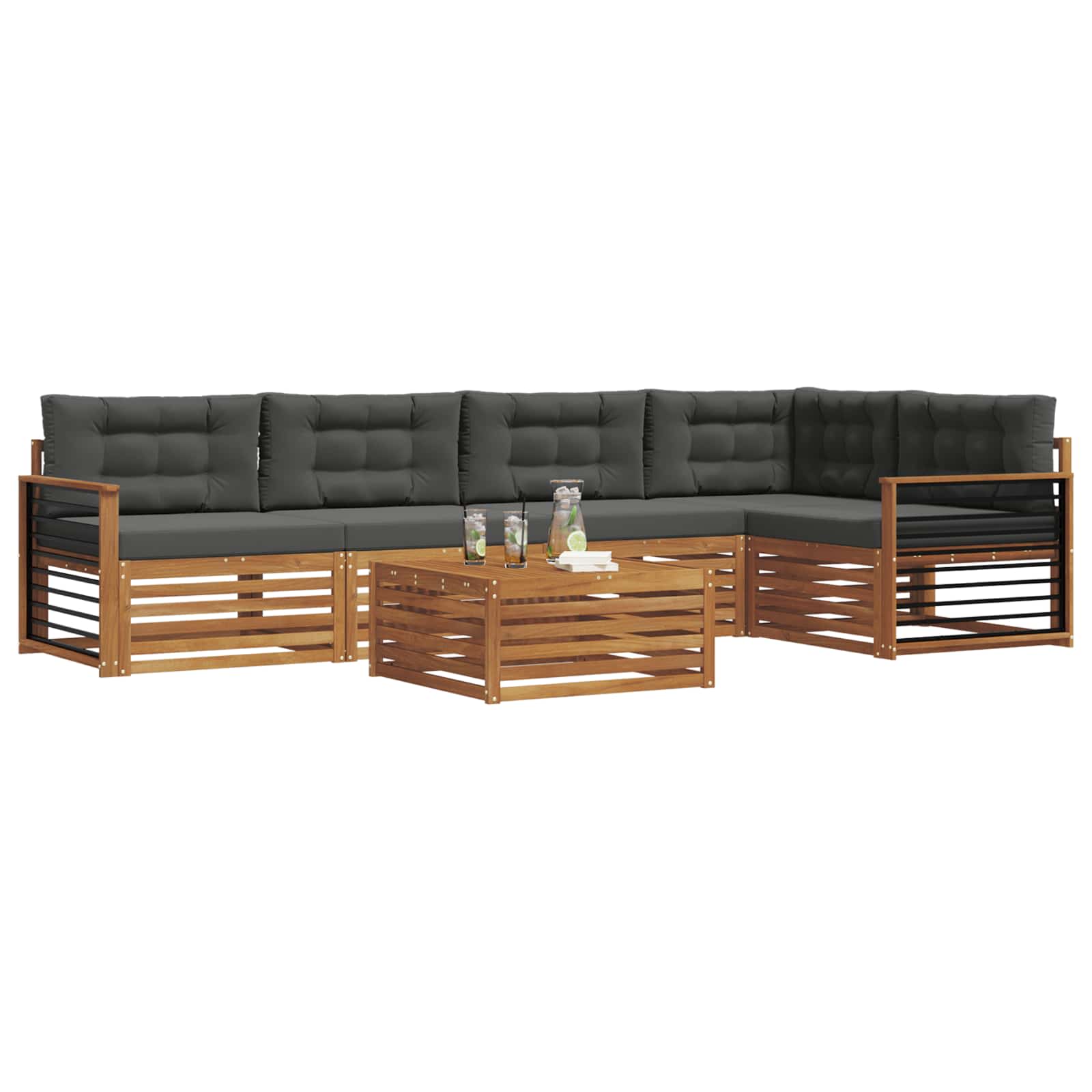 Set vanjskih sofa 6 kom. Prirodna i antracit