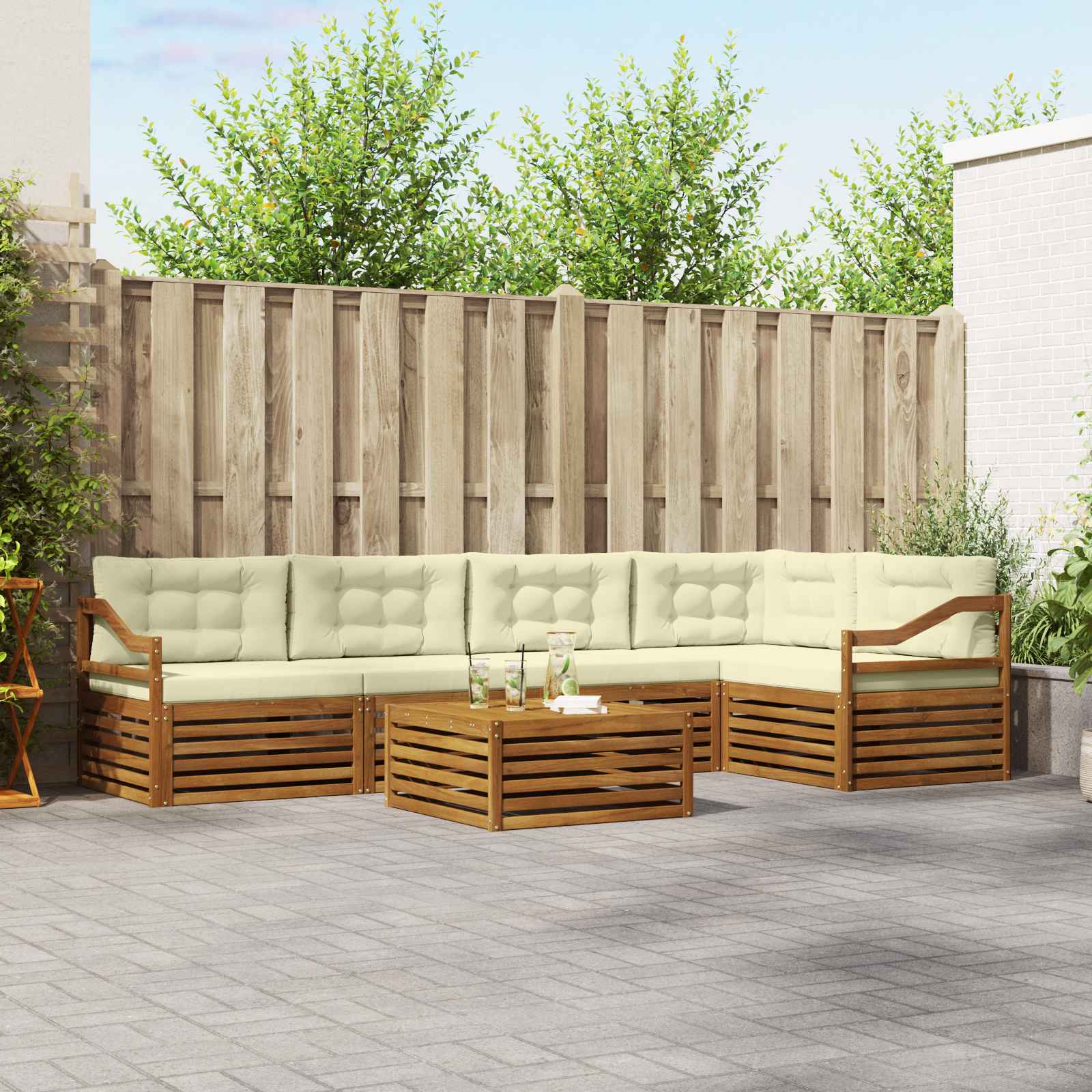 Set vanjskih sofa 6 kom. Prirodna i krem