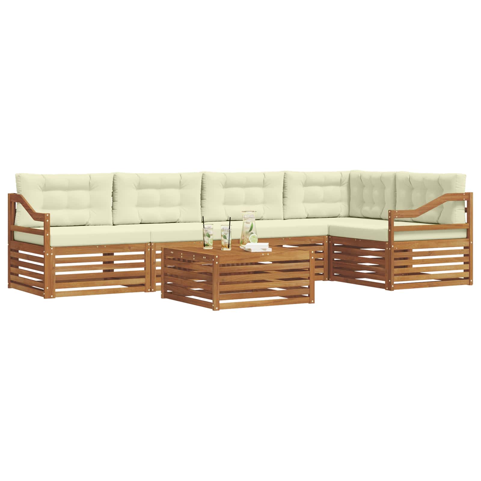 Set vanjskih sofa 6 kom. Prirodna i krem