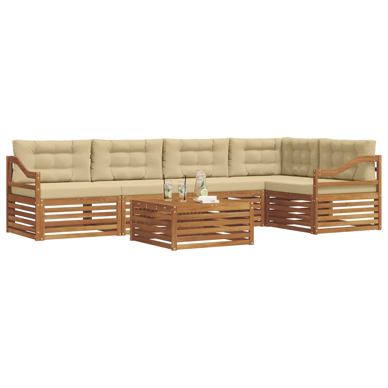 Set vanjskih sofa 6 kom. Prirodna i bež