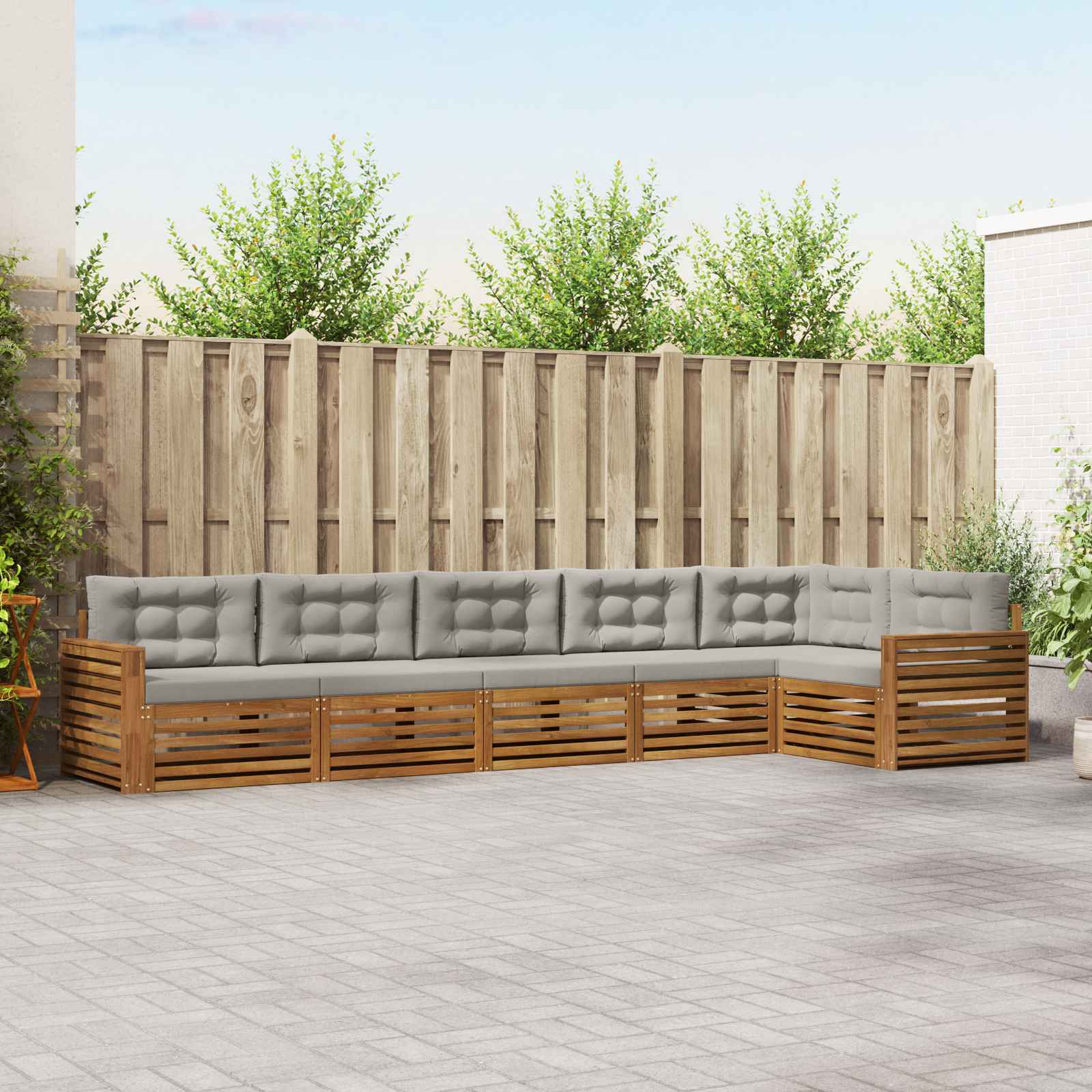 Set vanjskih sofa 6 pcs Prirodna i svijetlo siva