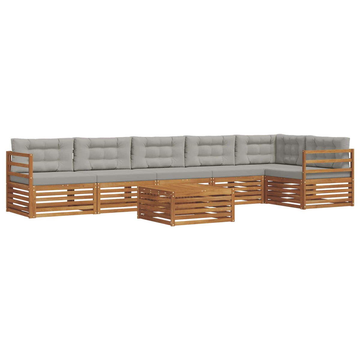 Set vanjskih sofa 7 kom. Prirodna i svijetlo siva