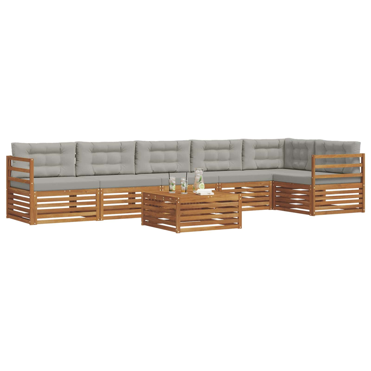 Set vanjskih sofa 7 kom. Prirodna i svijetlo siva