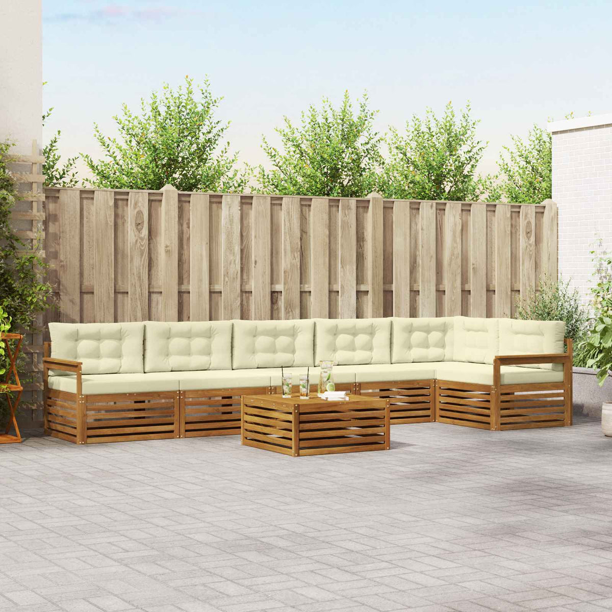 Set vanjskih sofa 7 kom. Prirodna i krem