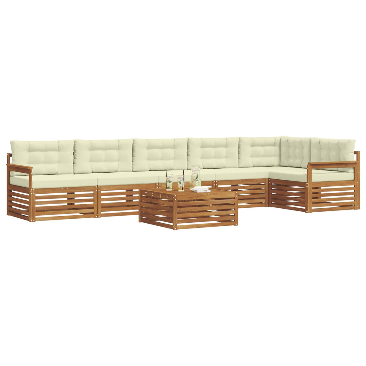 Set vanjskih sofa 7 kom. Prirodna i krem