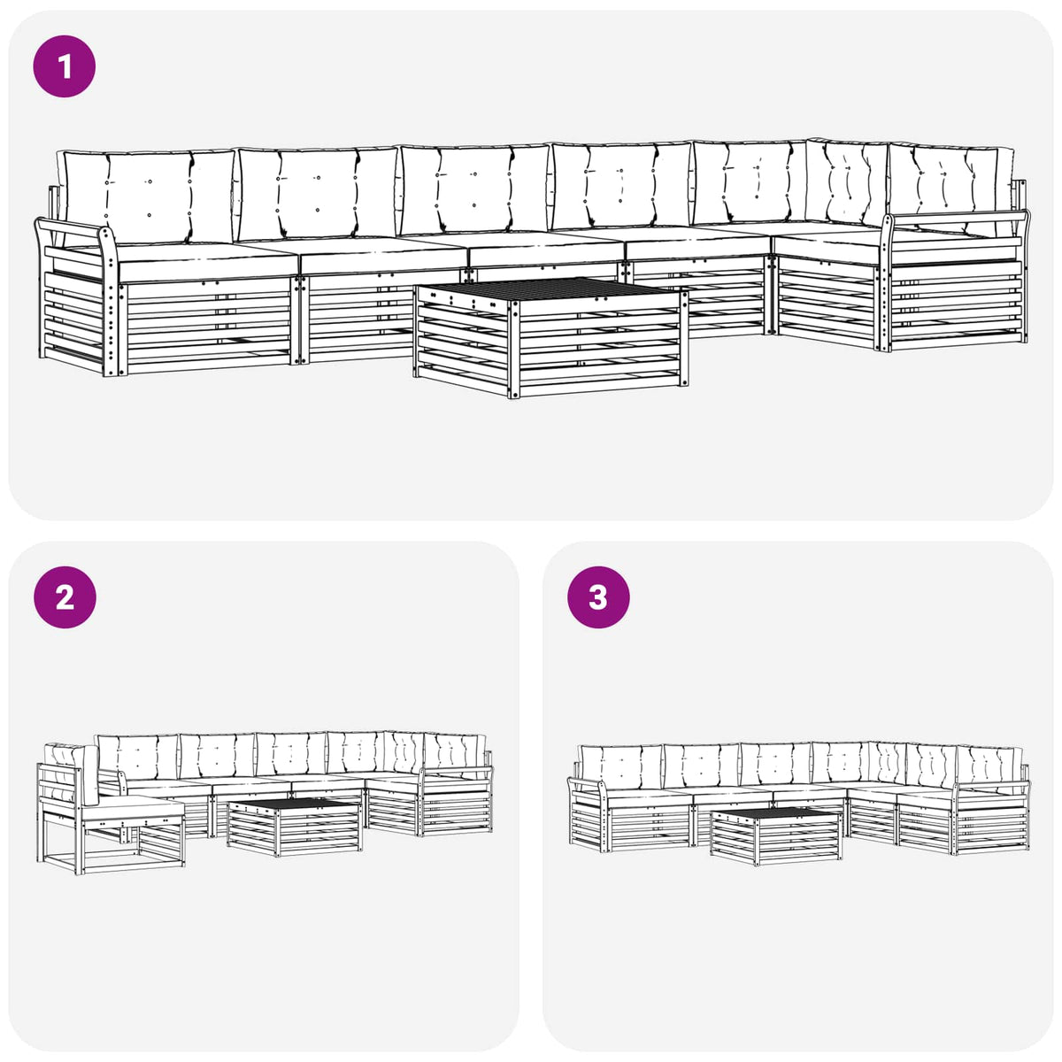 Set vanjskih sofa 7 kom. Prirodna i svijetlo siva
