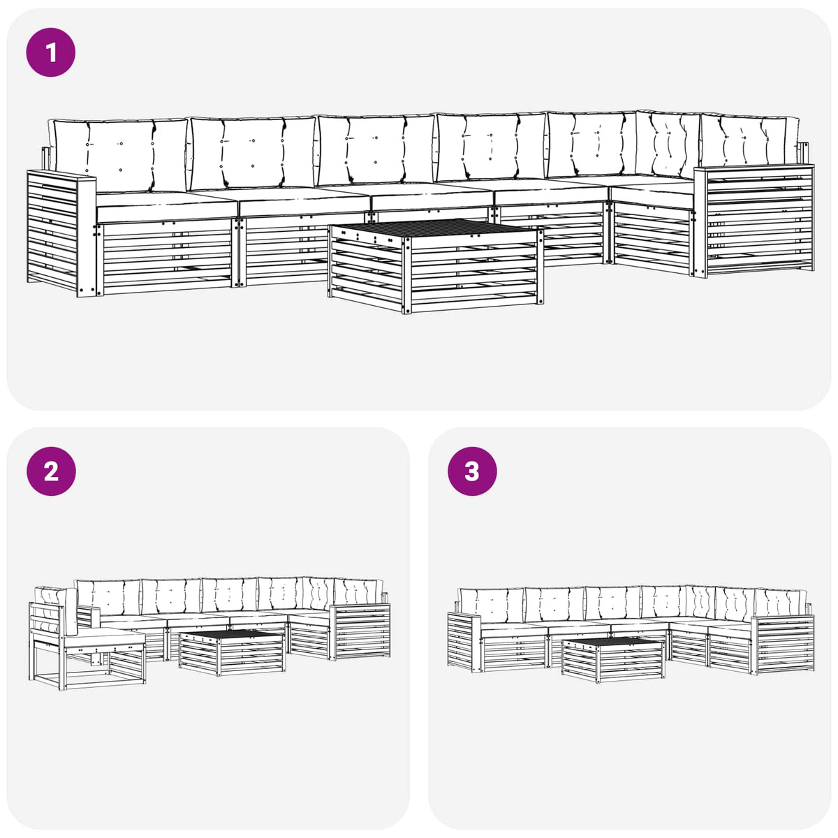 Set vanjskih sofa 7 kom. Prirodna i svijetlo siva